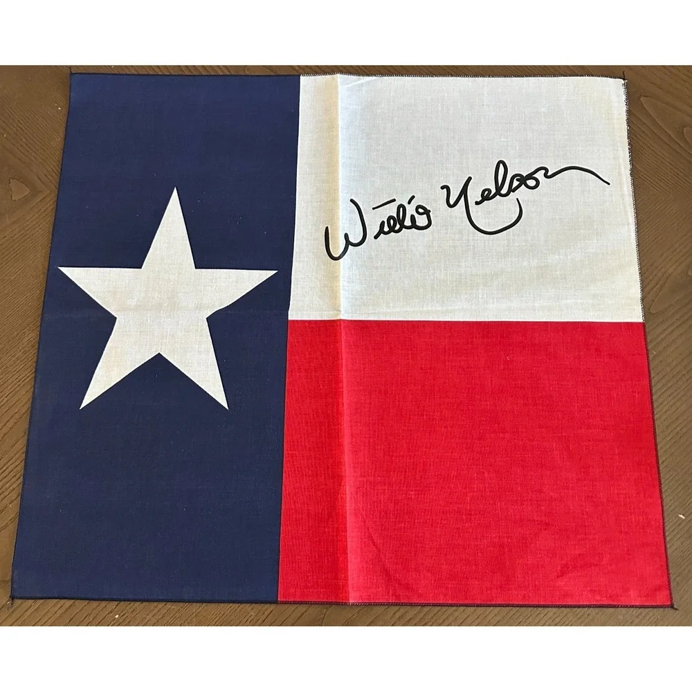 Vintage Willie Nelson Texas Flag 23'' x 21'' Bandana Country Music Memorabilia